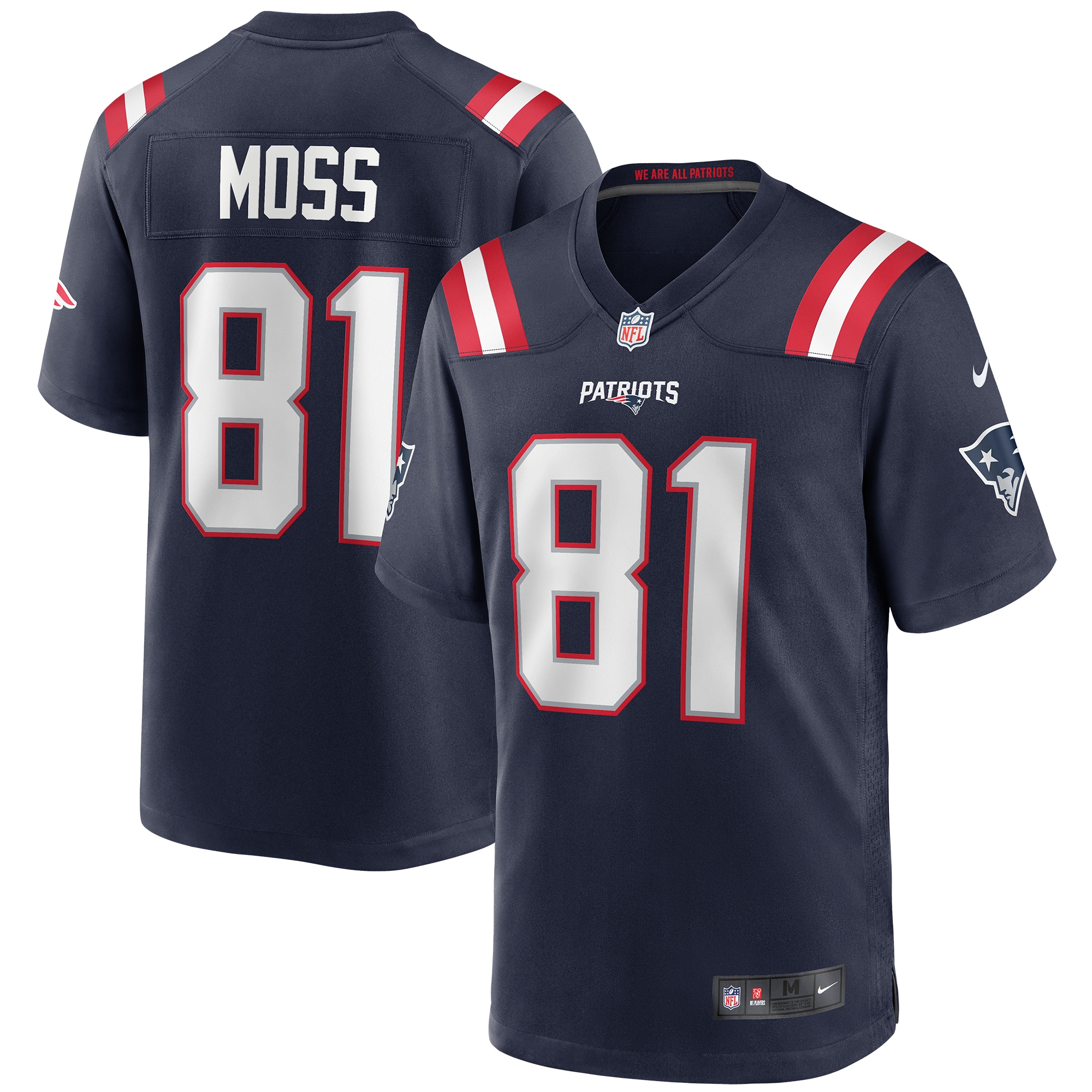 Randy Moss New England Patriots Game Retired Player Jersey – Navy