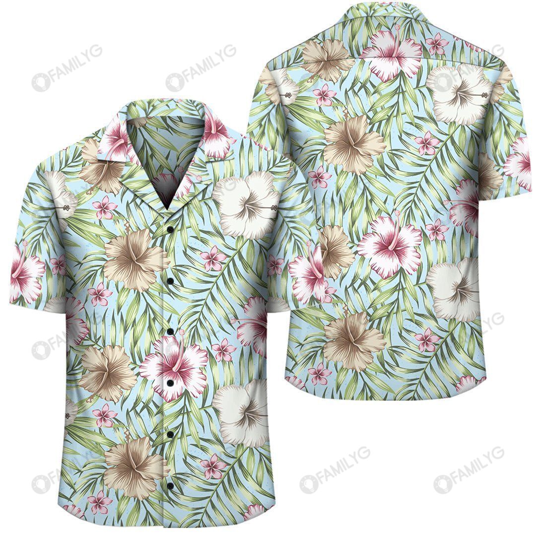 Tropical Hibiscus Palm Leaves Hawaiian Shirt Summer Hawaiian For Men, Women, Couple