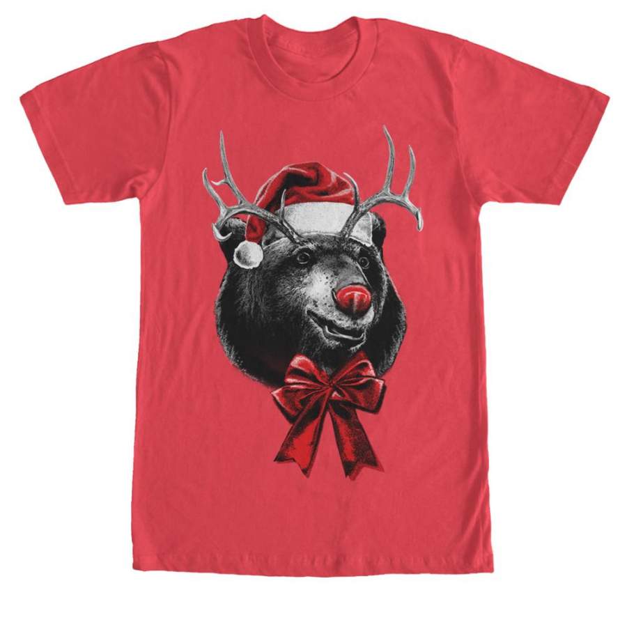 Lost Gods Men’s Ugly Christmas Rein-Bear  T Shirt Red S