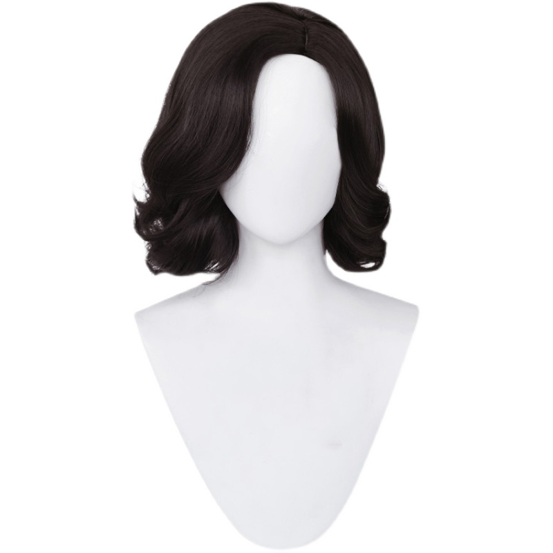 Village Alcina Dimitrescu Cosplay Wig Vampire Madam Biohazard Village Short Black Curly Synthetic Hair Lady Dimitrescu Wig alx