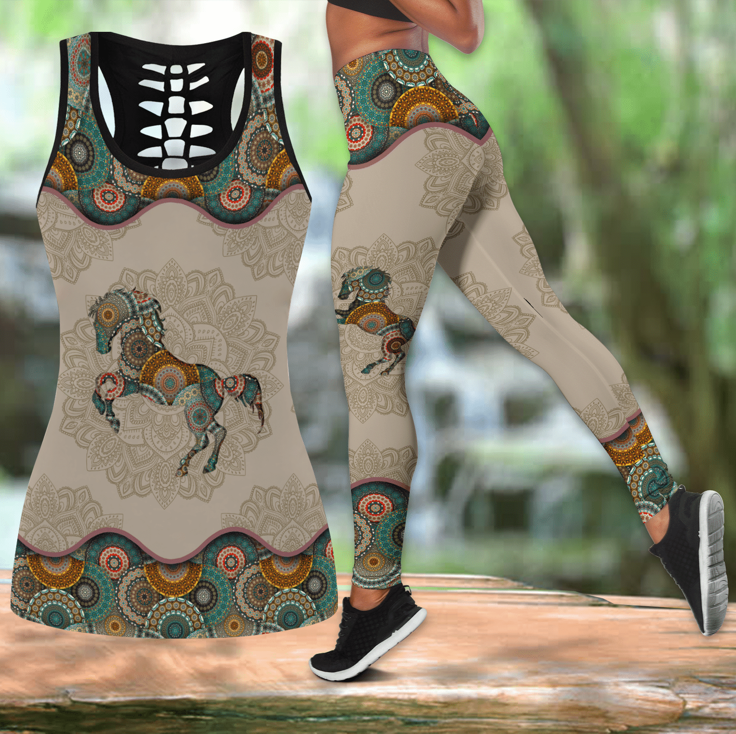 Vintage Horse 3D All Over Printed Set Tanktop And Legging