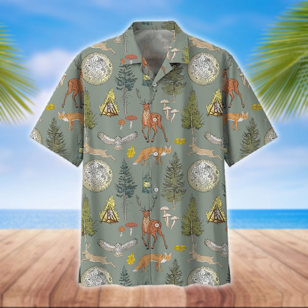 Camping Hawaii Shirt Unisex Print Aloha Short Sleeve Casual Ha19752