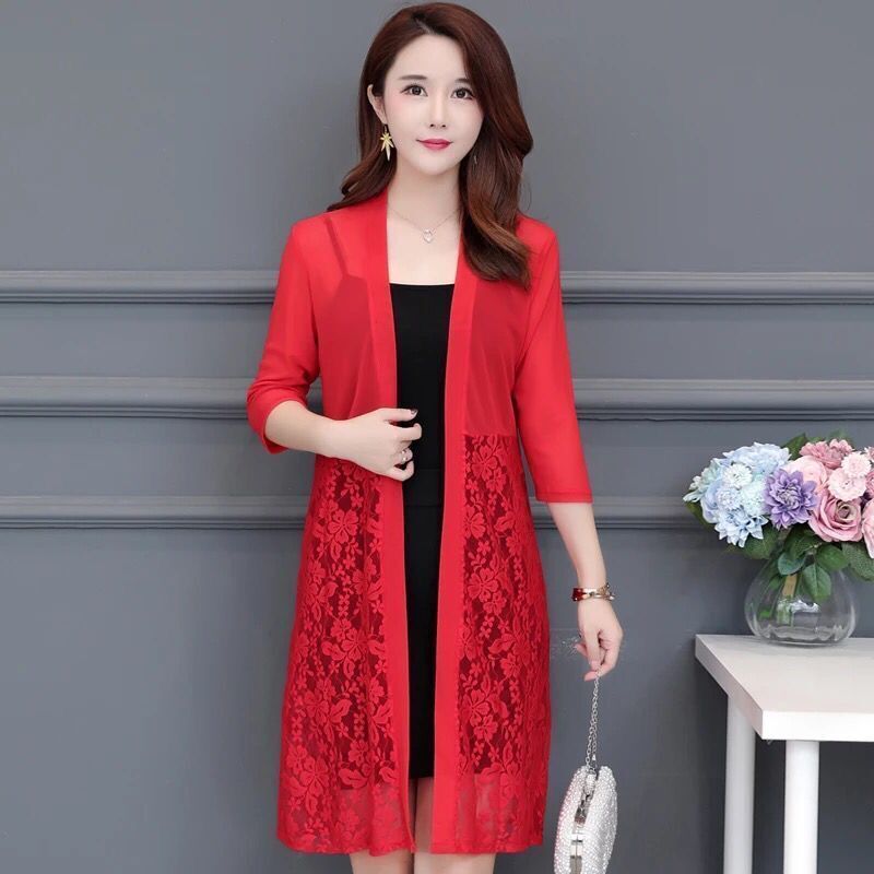 2022 Spring Summer Women Long Cardigan Female Cardigans Women Lace Coat Jacket Ladies Shawl Outerwear alx