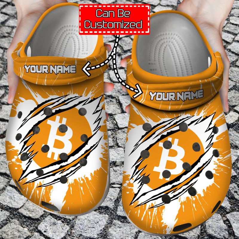 Crypto Personalized BTC Coin Ripped Through Clog Shoes