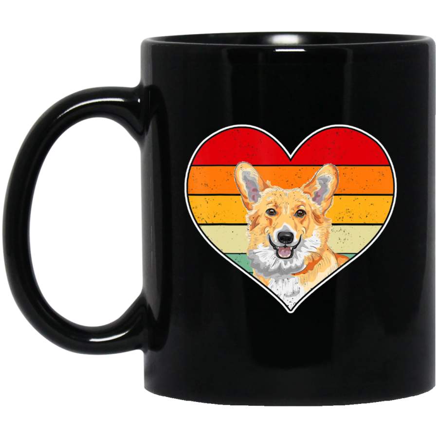 Vintage Heart Welsh Corgi Mom Dad Valentine Father Black Mug Pet Owner, Dog Dad Mom Lover, Best Friends Gifts Funny Sayings Slogan Cute