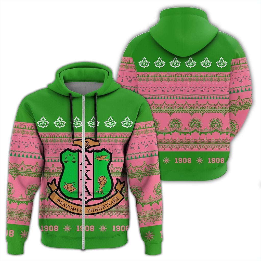 Alpha Kappa Alpha Xmas Establish Year Zip Hoodie