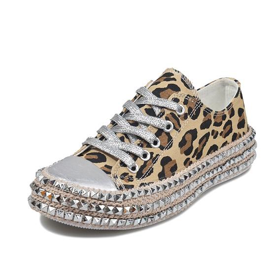 Sexy Leopard Print Fashion Rivets Canvas Shoes Sneakers