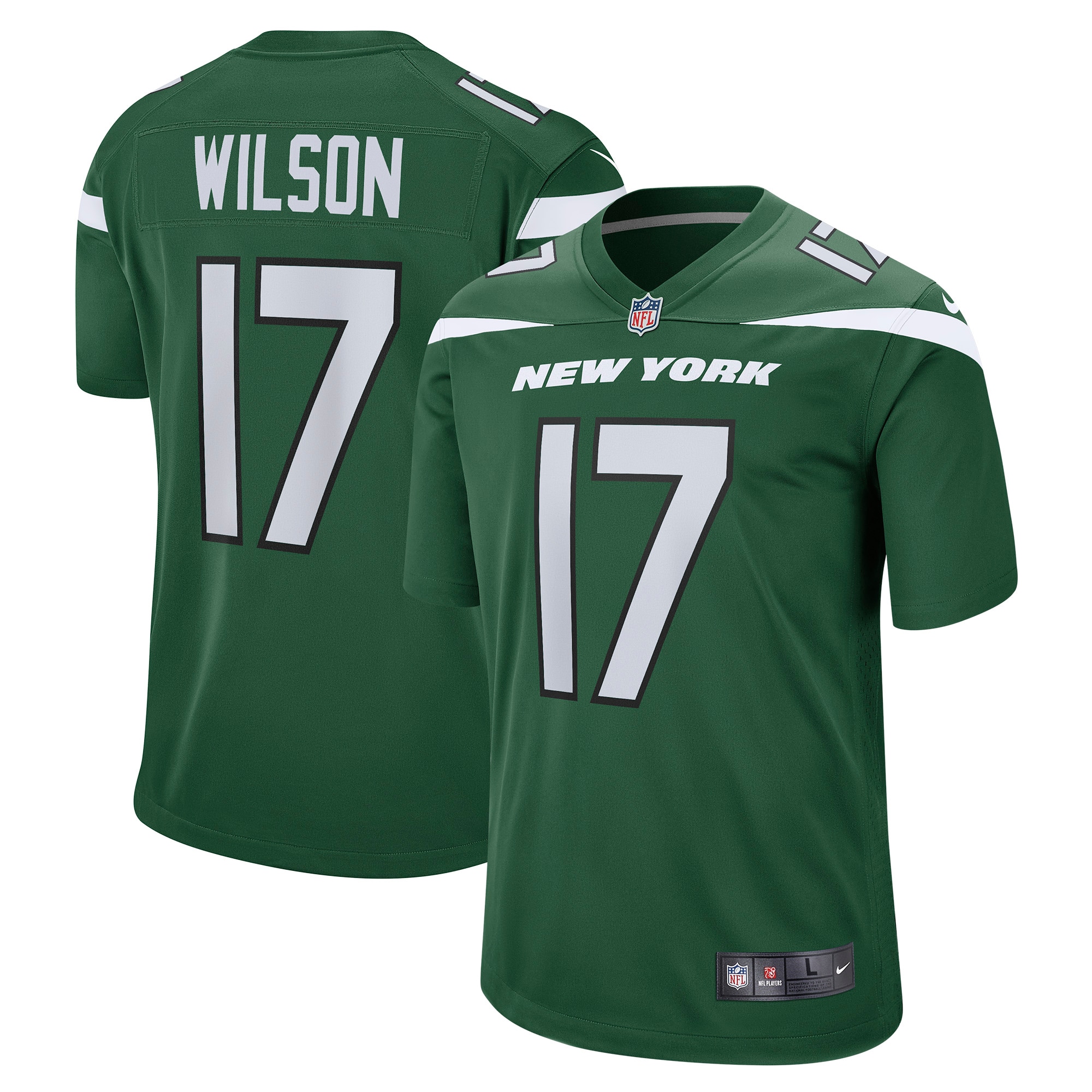 Men’s New York Jets Garrett Wilson Green Player Game Jersey