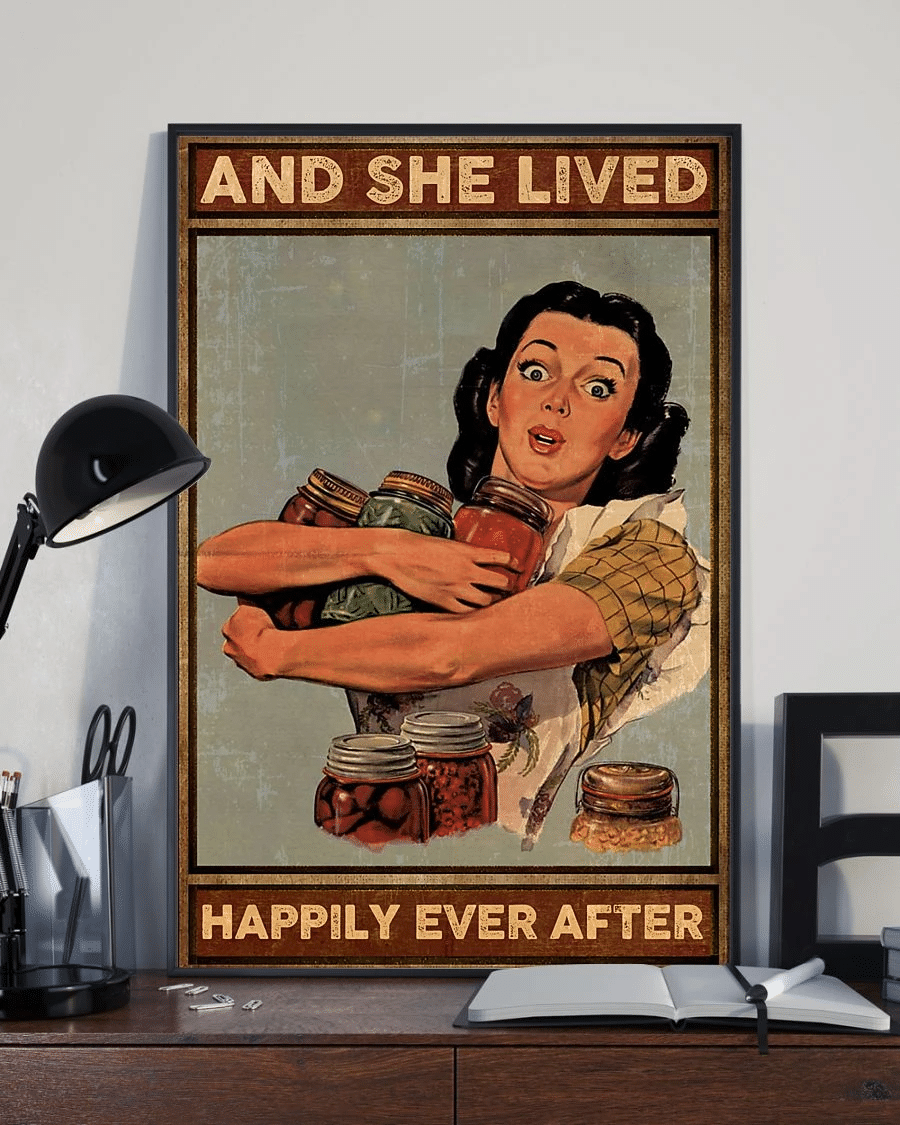 Canning Poster Canvas – And She Lived Happily Ever After Vintage Home Decor Wall Art Evg81177