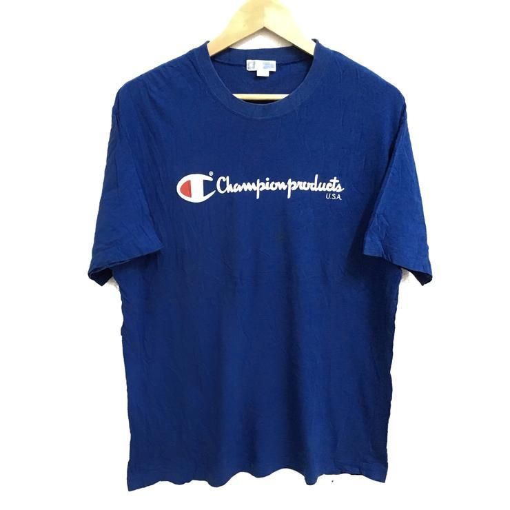 Rare Produits Champion Gros Logo Bleu Spellout Couleur Collier Ras Du Cou Shirt