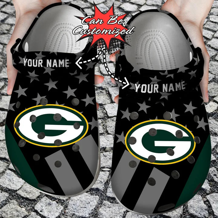 Football Crocss – Personalized Green Bay Packers Star Flag Clog Shoes‘