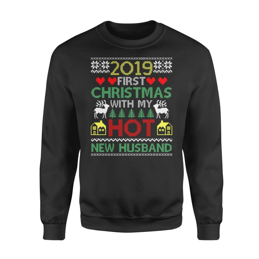 2019 First Christmas With My Hot New Husband Shirts For Wife Ugly Sweater – Standard Fleece Sweatshirt