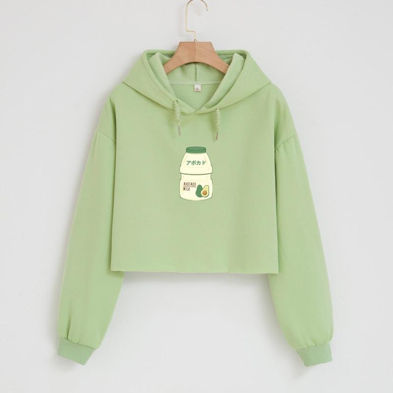 Avocado Yogurt Bottle Soft Cropped Hoodie