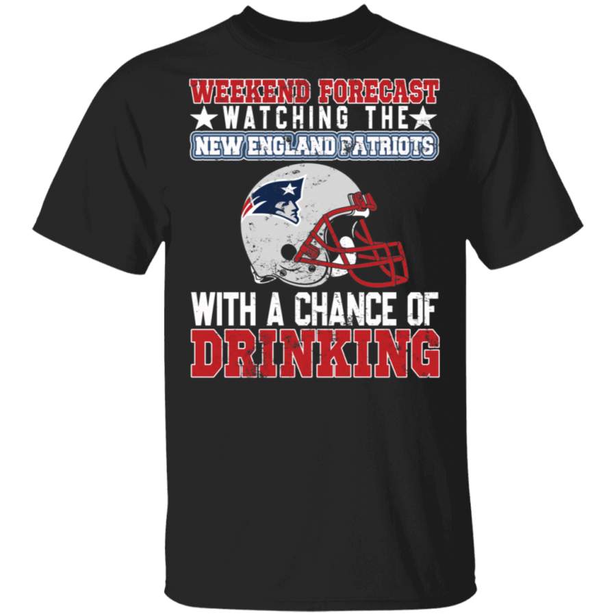 Drinking Football Shirt Vintage Weekend Forecast Watching The New England Patriots Drinking Funny Football Drinking Gifts T-Shirt