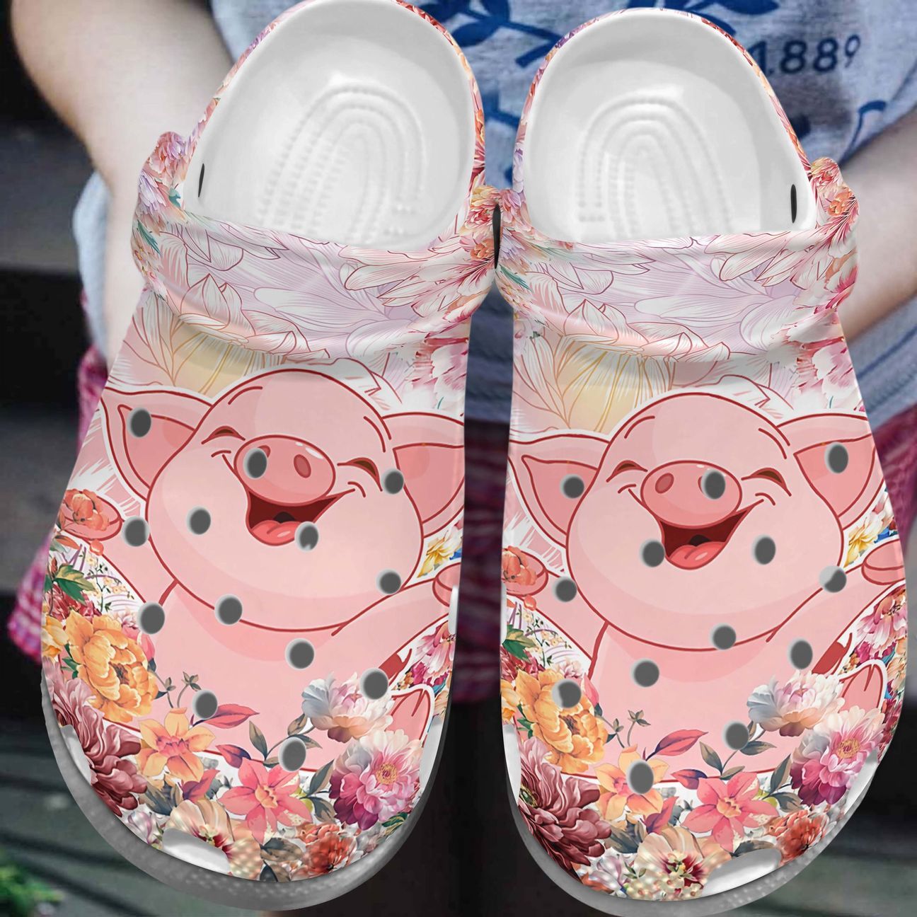 Pig Personalized Clog, Custom Name, Text, Color, Number Fashion Style For Women, Men, Kid, Print 3D Smiley Pig