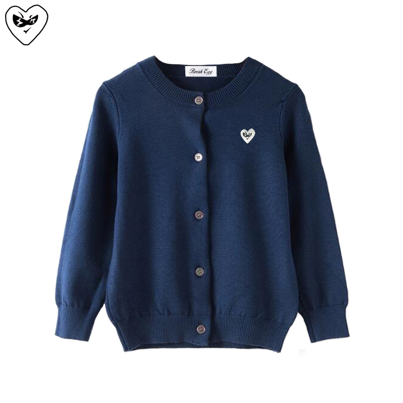 Break Egg Child Cardigan Heart Cartoon Embroidery Cotton Boy Girl O-neck Long-sleeved Single-breasted Spring Autumn Kid Cardigan alx