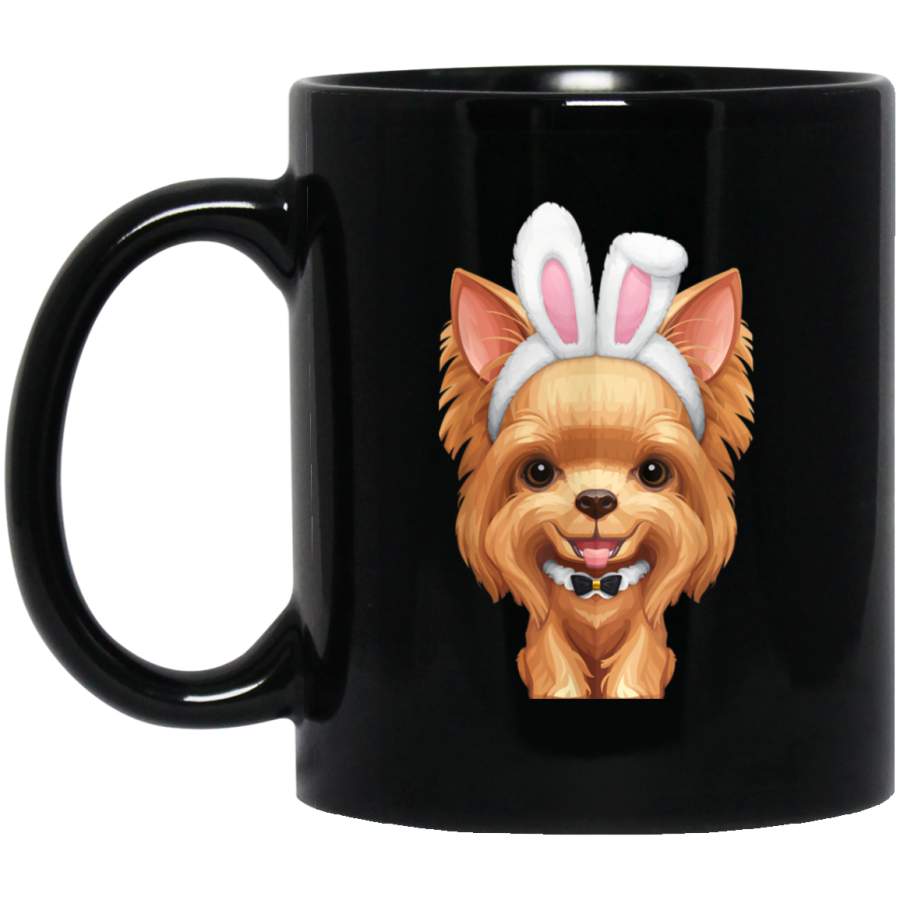 Yorkshire Terrier in the Easter Bunny Costume  11 oz 15 oz Mug Black