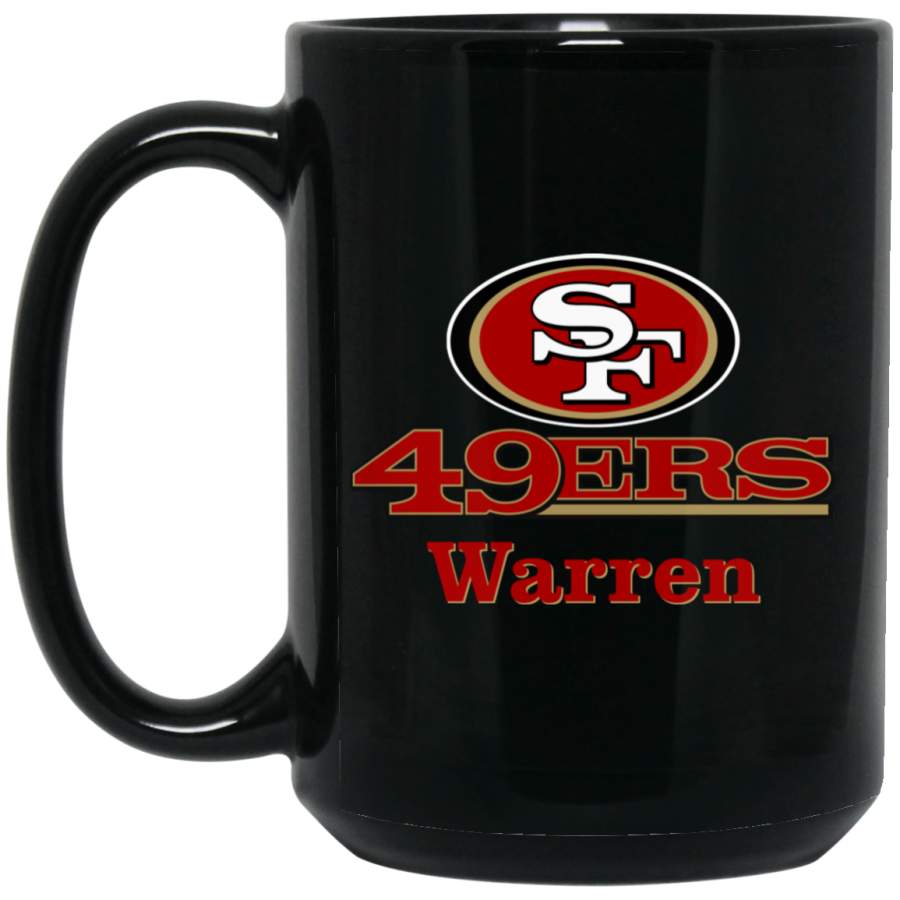 Custom Personalized San Francisco 49ers Logo & Text Warren BM15OZ 15 oz. Black Mug