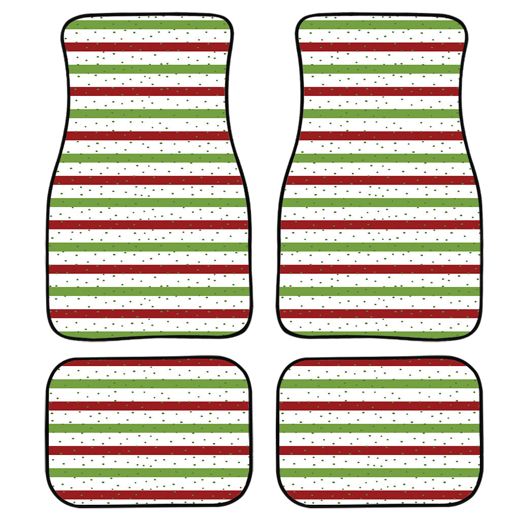 Merry Christmas Striped Pattern Print Front And Back Car Floor Mats, Front Car Mat