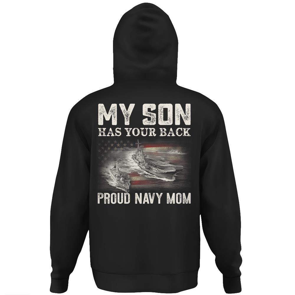 Womens Proud Navy Mom My Son Has Your Back Hoodie Mother Gift Hoodie Print On Back