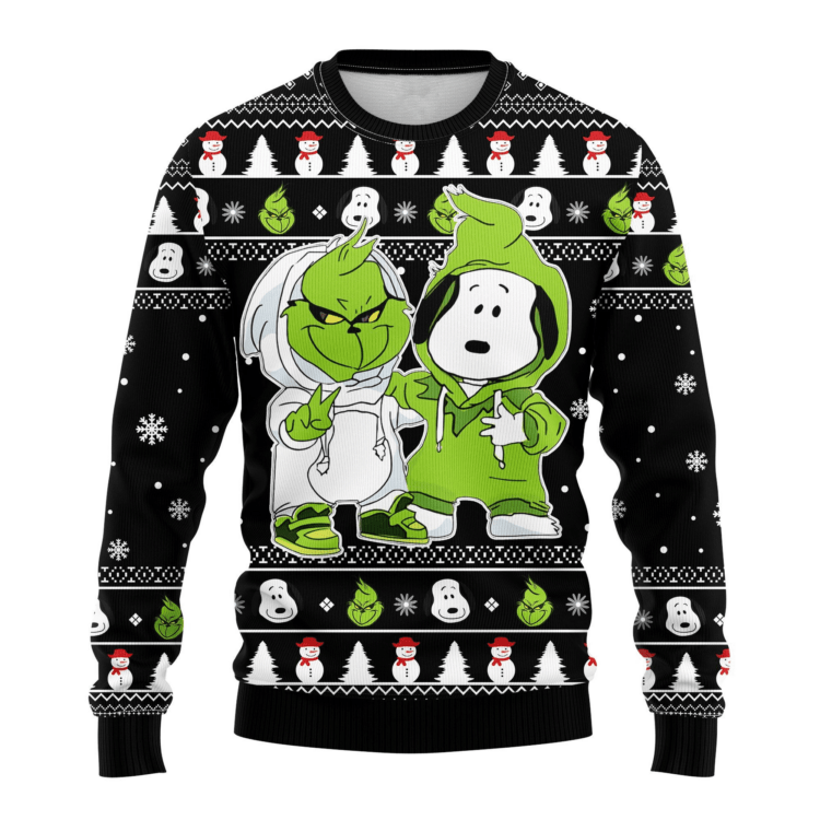 Grinch And Snoopy Ugly Sweater Gifts, Snoopy Gift Fan Ugly Sweater