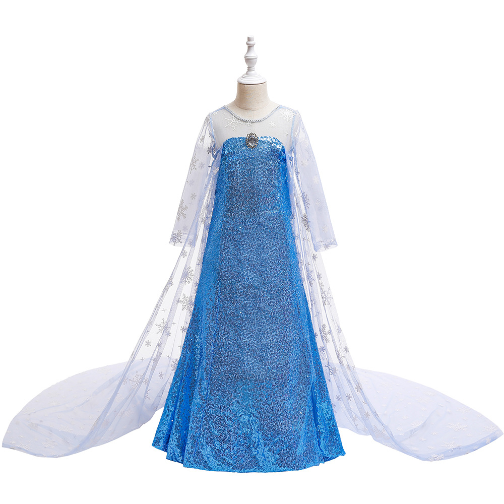 2022 New Frozen Elsa Cosplay Costume Kids Clothes For Girls Dress Baby Girl Ball Gown Princess Dresses For Birthday Party 3-9Y alx