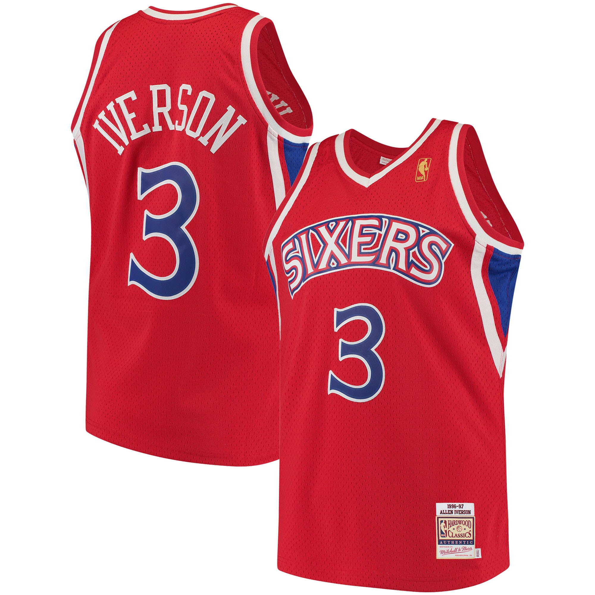 Allen Iverson Philadelphia 76ers Mitchell And Ness Hardwood Classics Authentic Jersey Red NBA