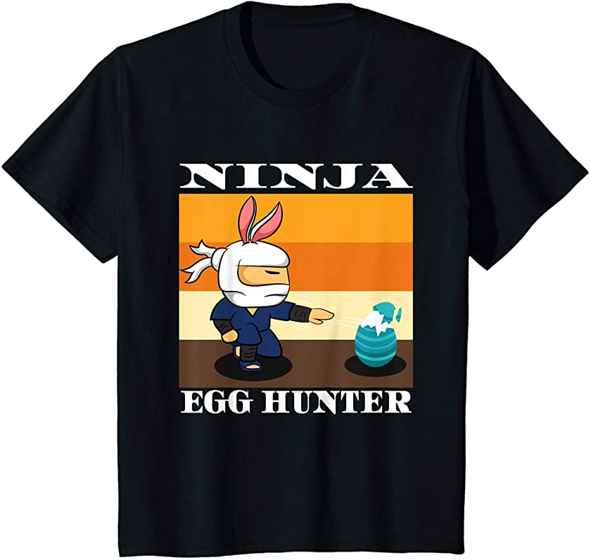 Kids Easter Bunny Ninja Egg Hunter Reto Easter Cute Toddler Boy T-Shirt