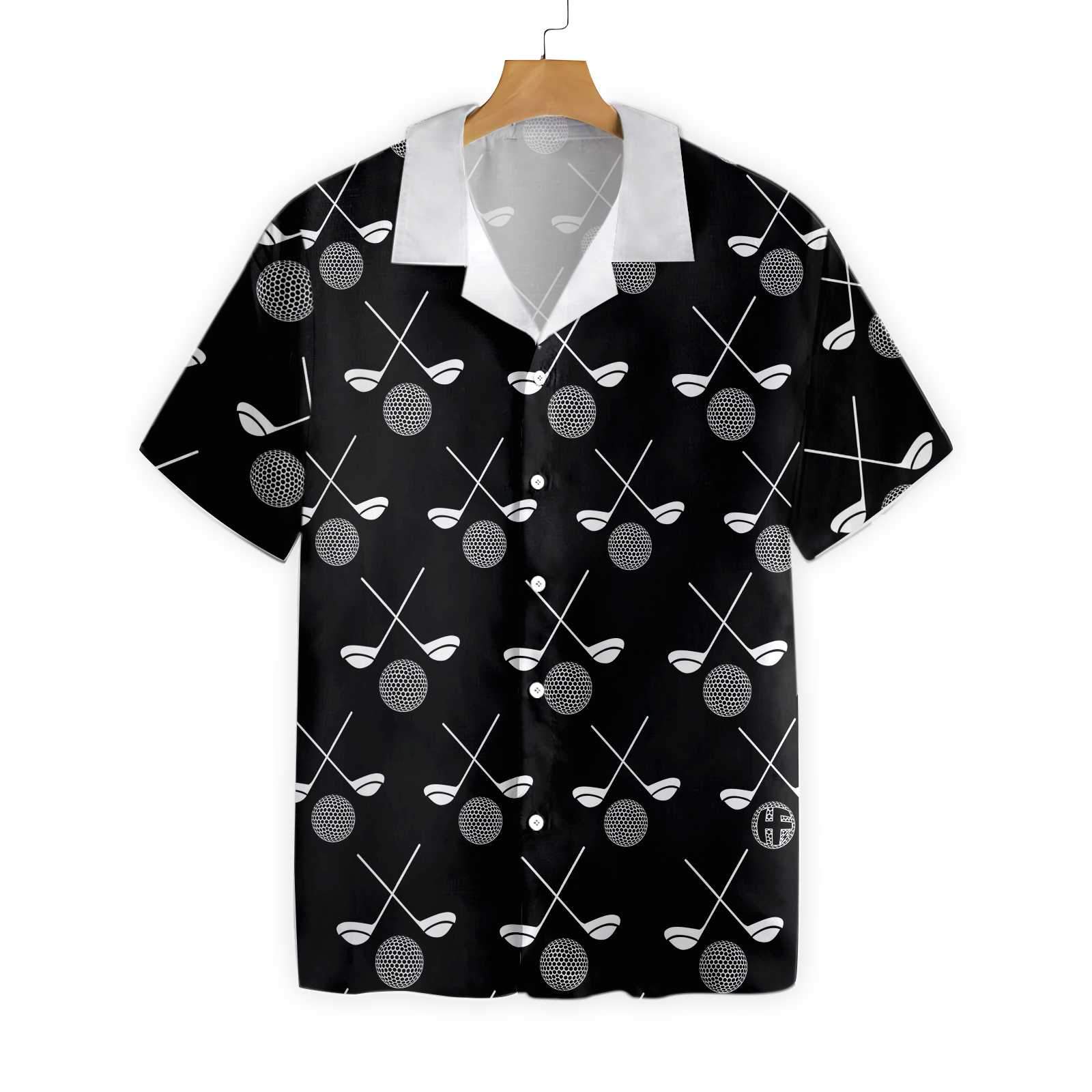 Golf White Pattern Black Background 0803 Hawaii Shirt Ha16241