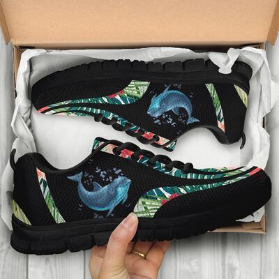 Dolphin Tropical Flower Sneakers Shoes