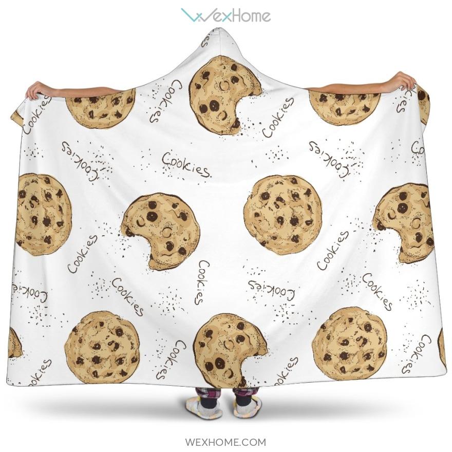 Sketch Style Cookie Pattern Hooded Blanket