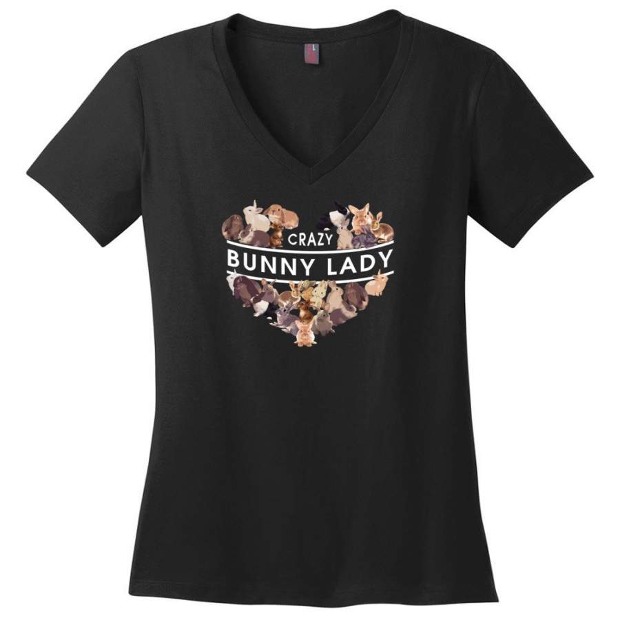 Crazy Bunny Lady – Ladies V-Neck