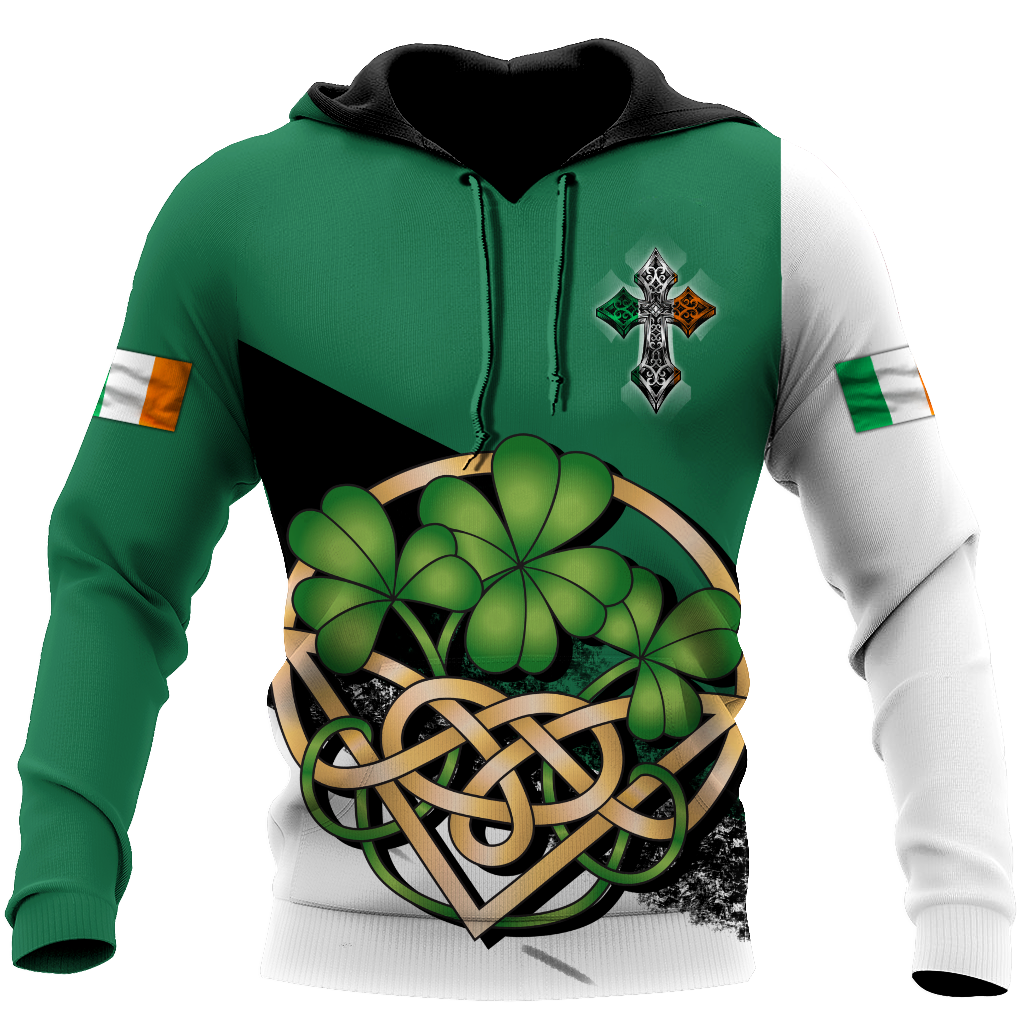 Celtic Cross Ireland St. Patrick’S Day 3D Shirt, Irish St. Paddy’S Sweater, Shamrock Shirt, Idea For St Patrick’S Day