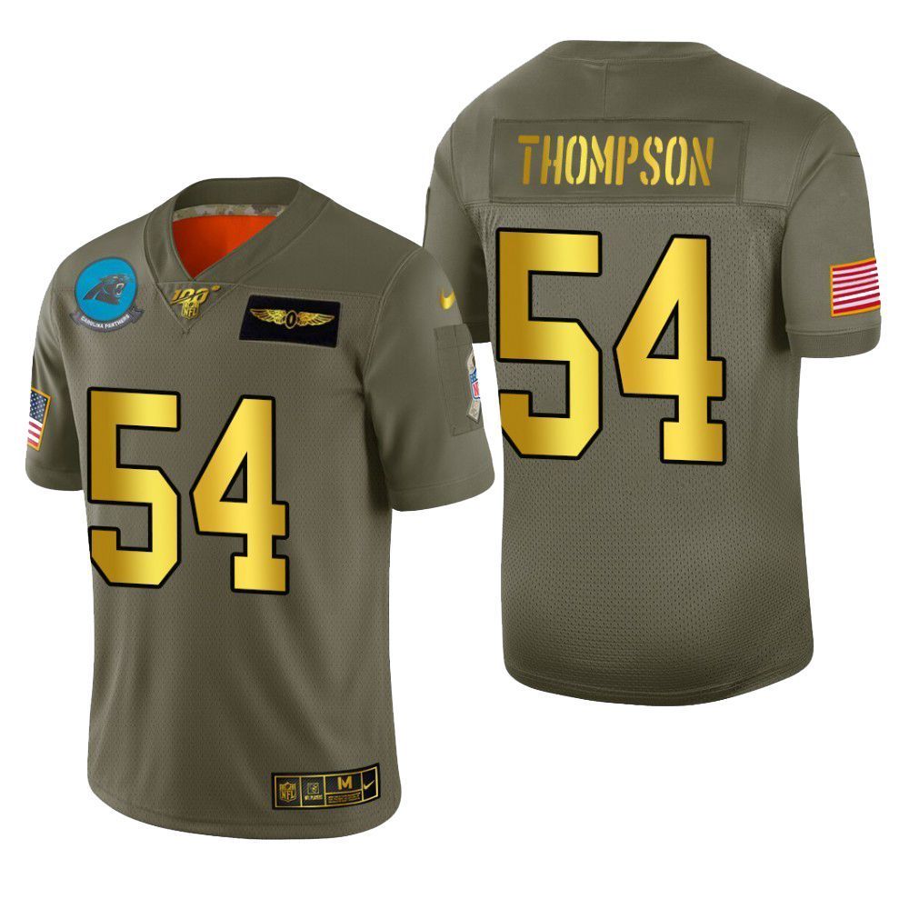 Carolina Panthers Shaq Thompson 2019 Salute To Service NFL 100 Mens Jersey Metallic