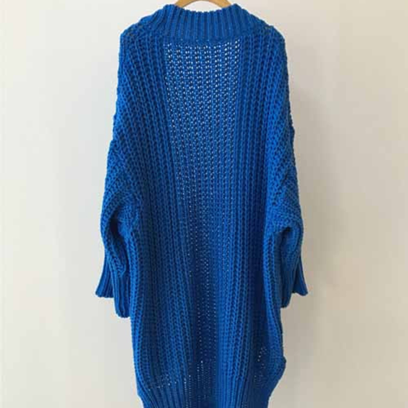 Circyy Ripped Oversize Knitted Cardigan Woman Sweaters Fall Winter 2022 New Korean Fashion Casual Lazy Wind Blue Long Style Coat alx