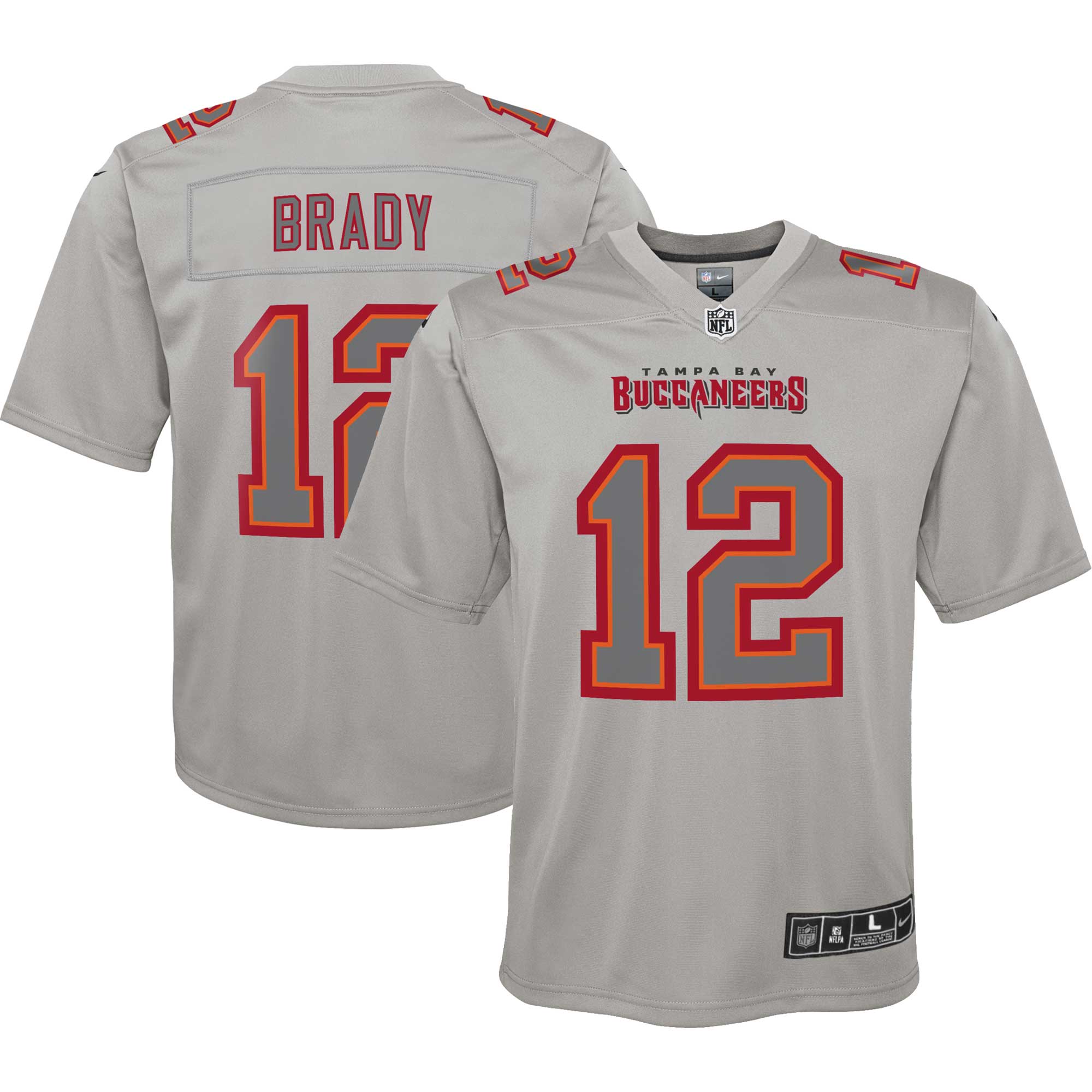 Youth Tampa Bay Buccaneers Tom Brady Gray Atmosphere Game Jersey