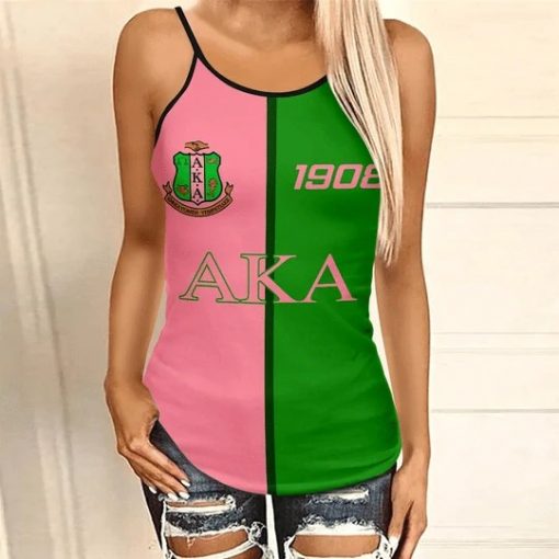 Alpha Kappa Alpha Cycle Style Criss-Cross Tank Top