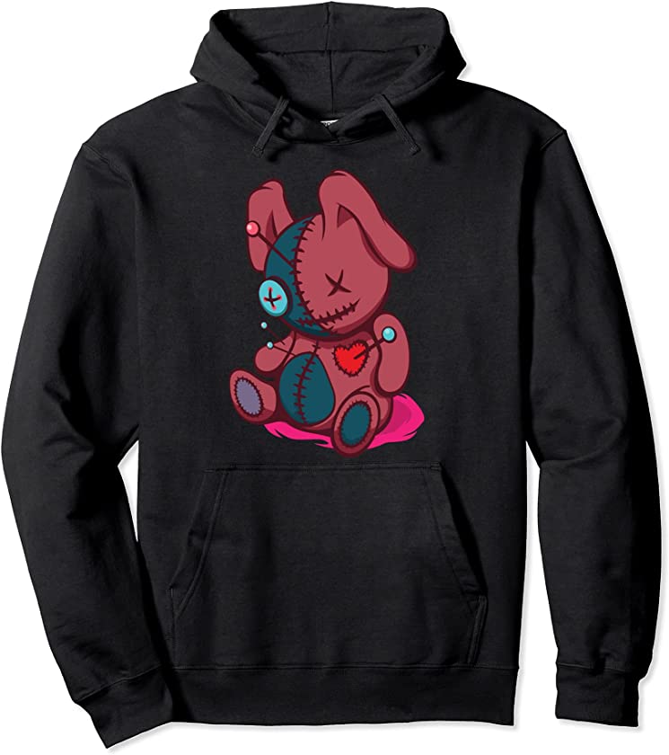 Pastel Goth Voodoo Doll Bunny Ears Pullover Hoodie