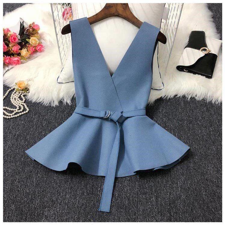 Woolen Vest Coat Autumn and Winter Women Sleeveless Waistcoat Belt Waist Girls Ladies All-match Vest Jacket Coat 2020 alx