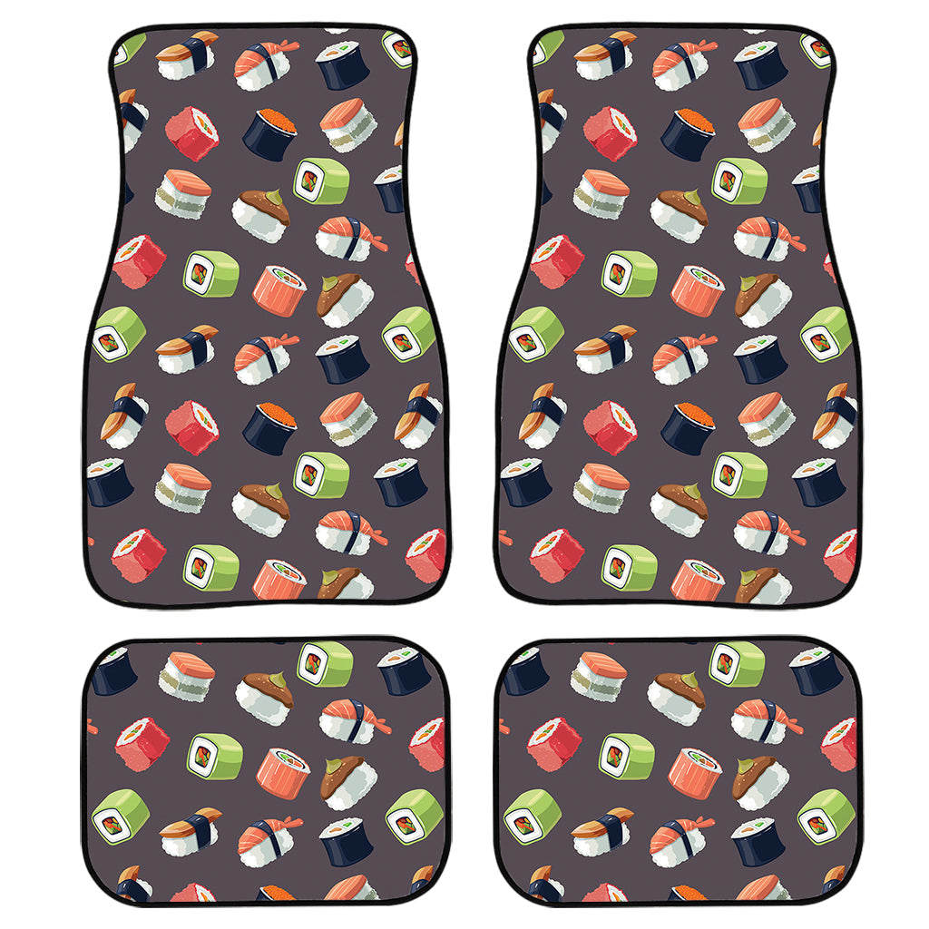 Colorful Japanese Sushi Pattern Print Front And Back Car Floor Mats, Front Car Mat