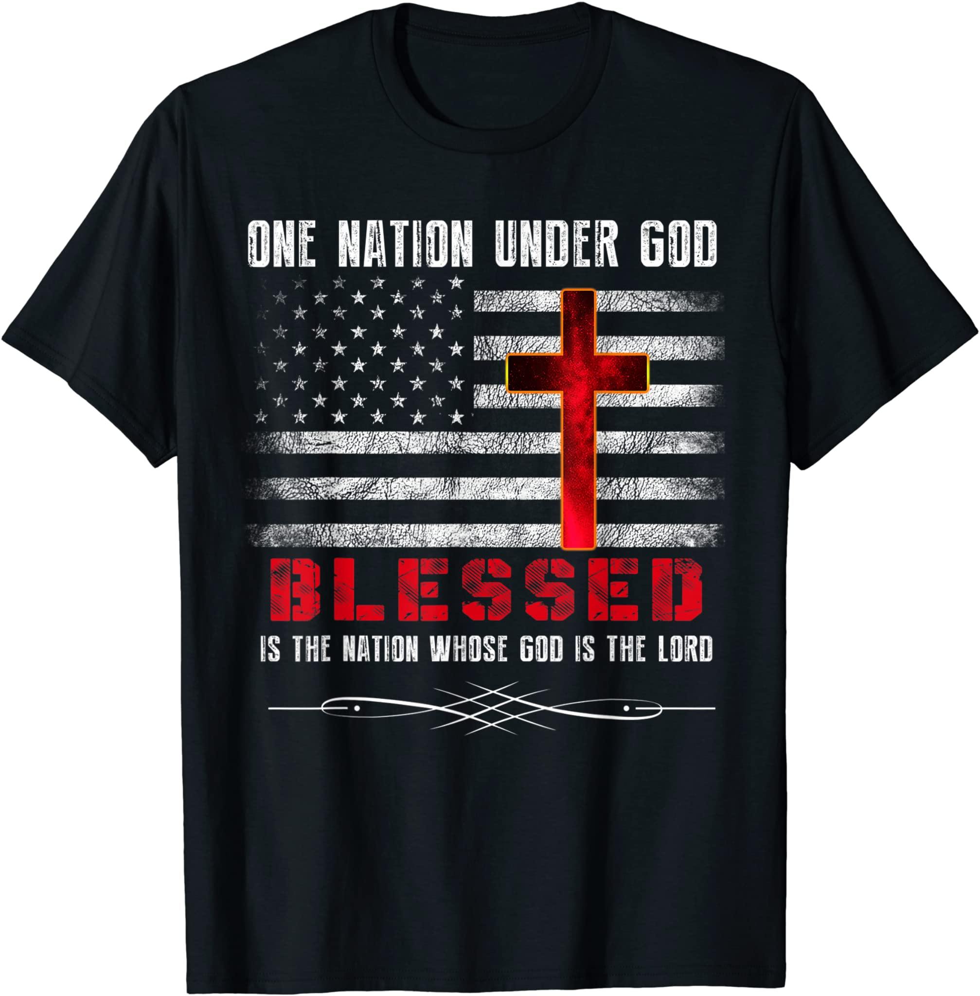 Patriotic Christian Tshirts “Blessed” One Nation Under God T-Shirt