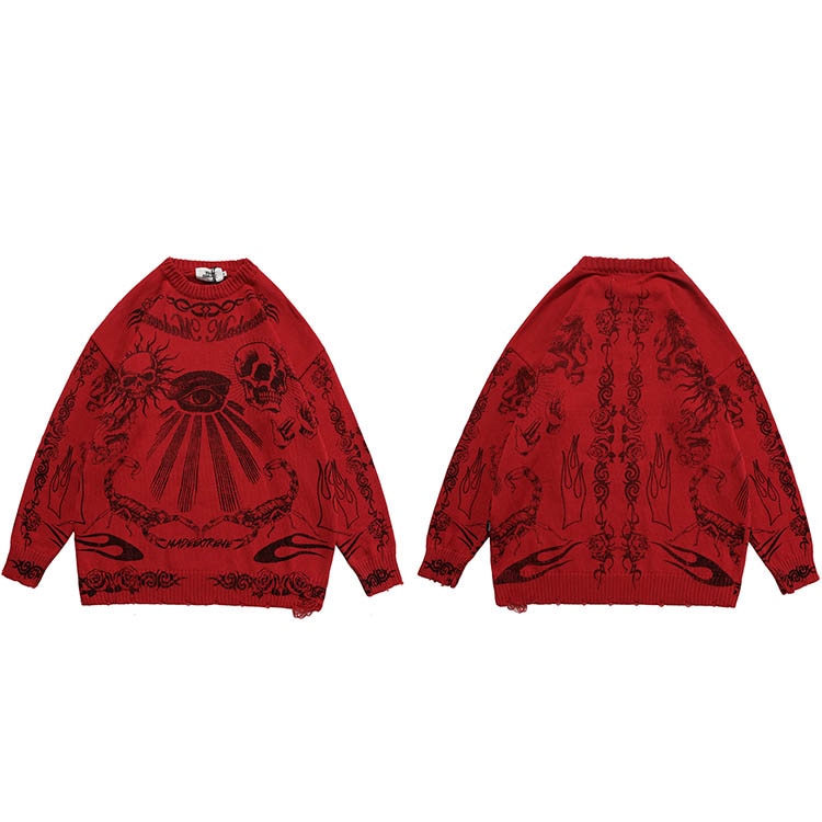 Scorpion Eye Print Knitted Sweater