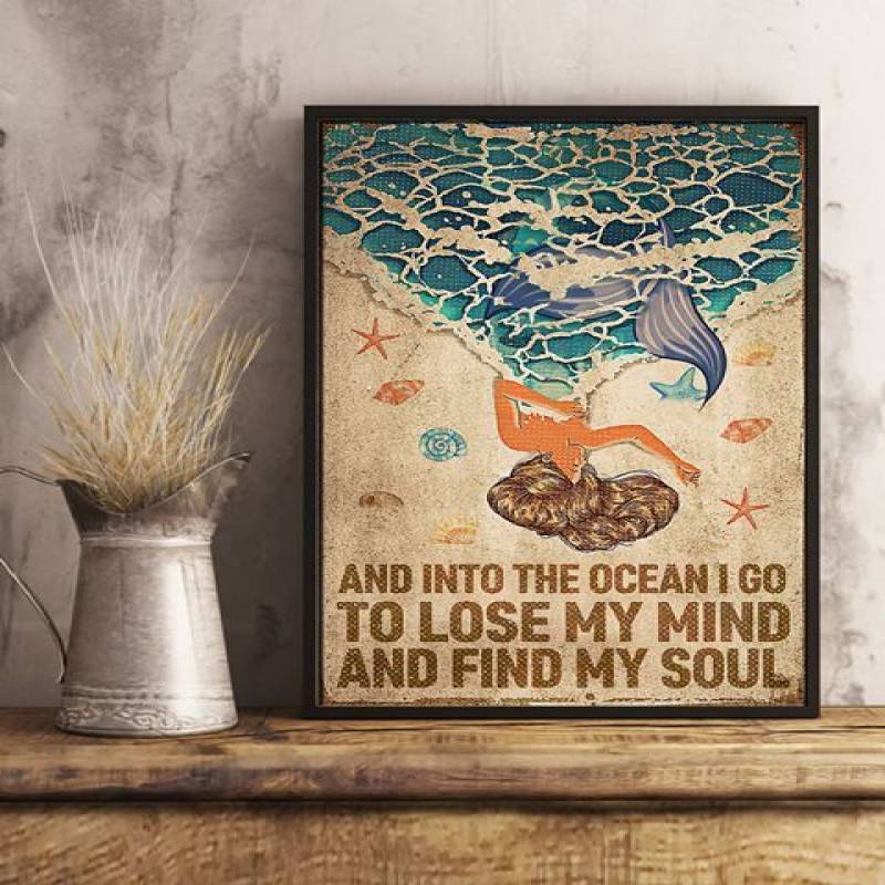 Ocean - Vintage Mermaid - Unframed Vertical Poster - Poster Art Design