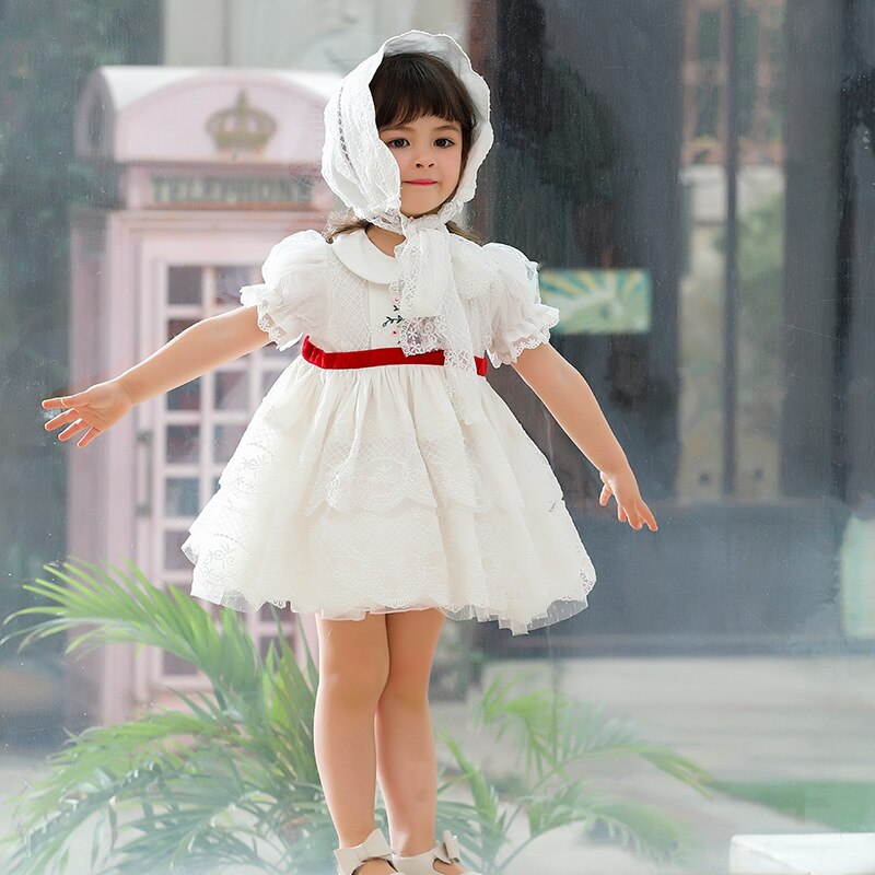 Summer 2021 New Girls’ Dress Spanish Children’s Dress Lolita Children’s Dress European and American Snow White Dress+Hat alx