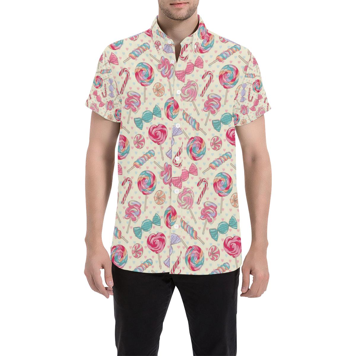 Candy Pattern Print Design Ca04 Men Button Up Shirt