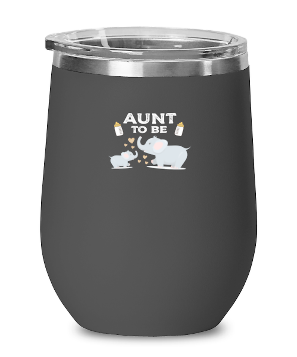 Wine Tumbler Stainless Steel Insulated Funny Aunt To Be Elephant Baby Reveal