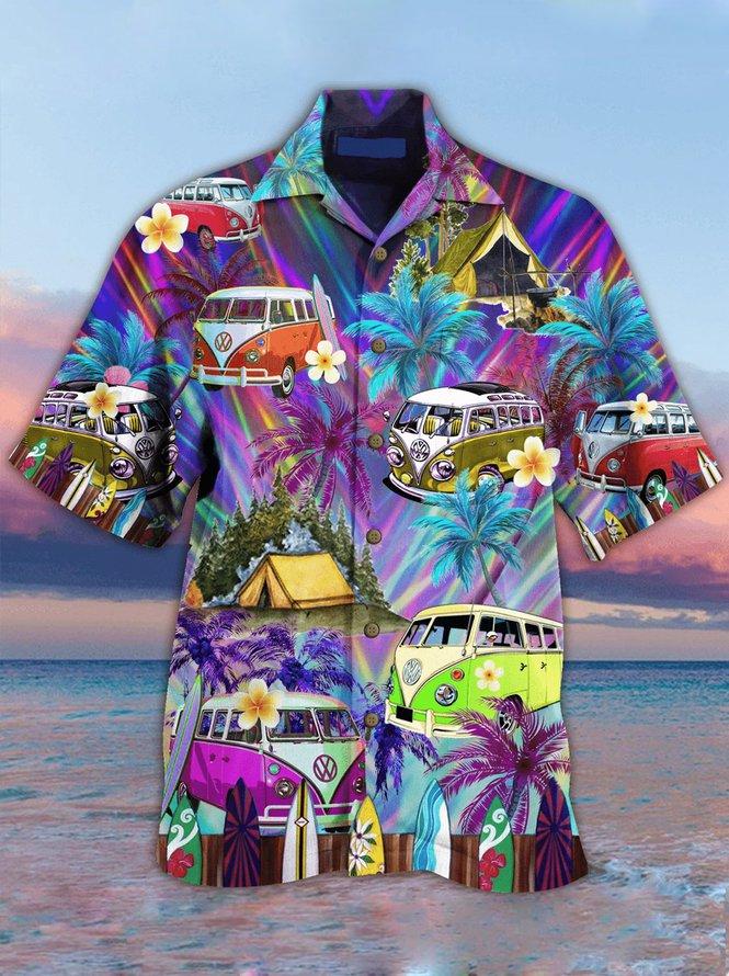 Hippie Van Bus Hawaii Shirt Unisex Full Size Adult Colorful Ha32123