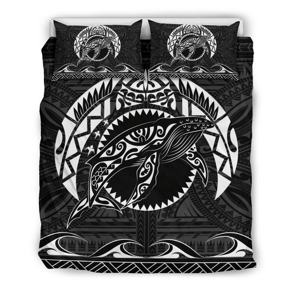 Alohawaii Bedding Set – Cover And Pillow Cases Hawaiian Polynesian Whale White – Ah – J7