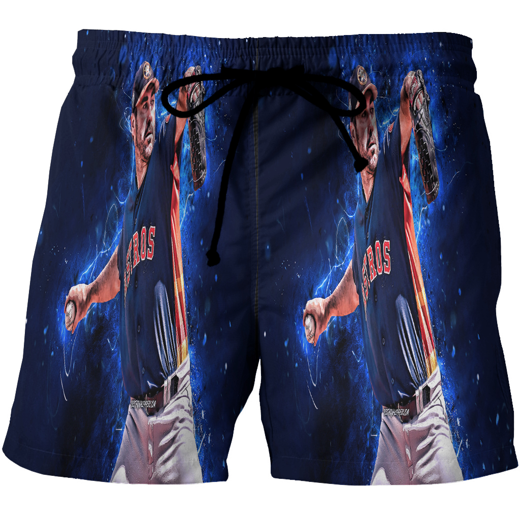 Houston Astros Justin Verlander 3D All Over Print Summer Beach Hawaiian Short