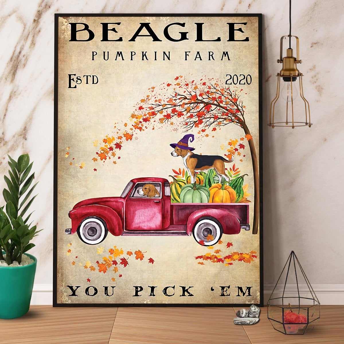 Beagle Autumn Puggie Pumpkin Farm Halloween Canvas And Poster, Canvas Prints, My Poster Wall, Canvas Wall Art, Wall Decor Visual Art, Halloween Gift, Happy Halloween